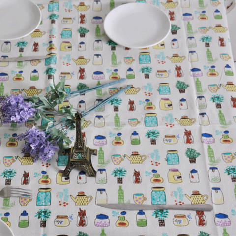 polyster linen printed tablecloth fabric