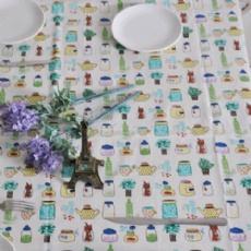 polyster linen printed tablecloth fabric